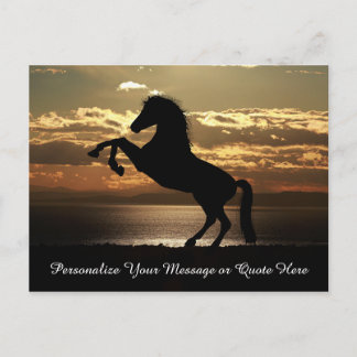 Carte Postale Beau Stallion Horse au coucher du soleil Personnal