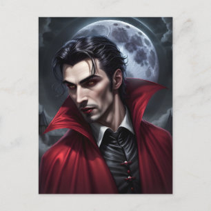 Carte Postale Beau Vampire portant Red Cape