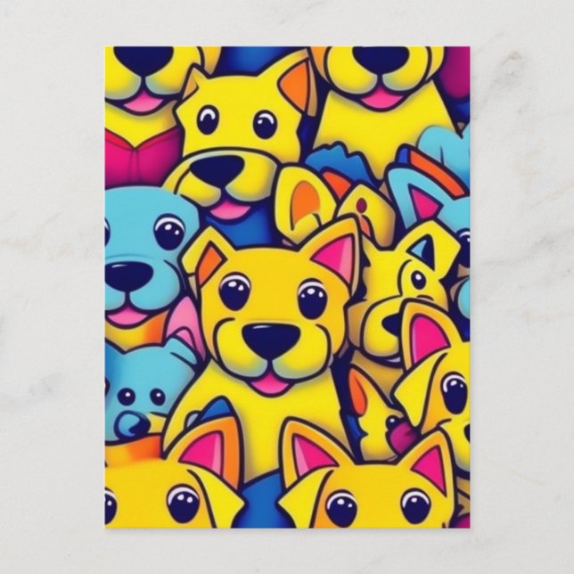 Carte Postale Beaucoup de chiens jaunes sont des chiens heureux (Devant)