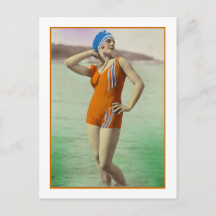 Carte Postale Beauté de bain en maillot de bain orange