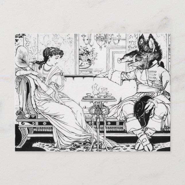 Carte Postale Beauté et la Bête, 1874 (litho) (photo b/w) (Devant)
