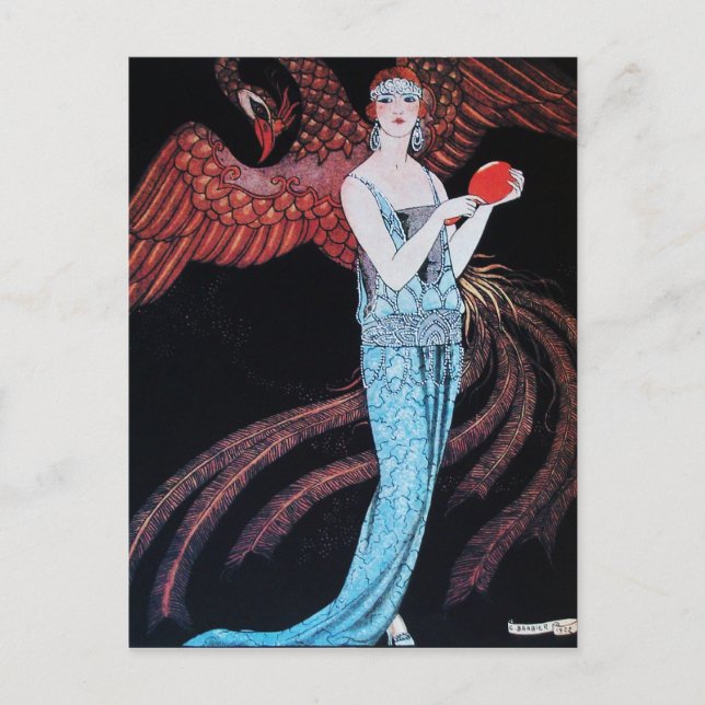 CARTE POSTALE BEAUTÉ ET PHOENIX, DESIGNER MODE COMPOSÉ ARTISTE (Devant)