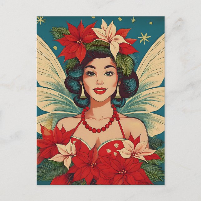 Carte Postale Beauté Reine Rétro des Années 50 Pin-Up de Noël Tr (Devant)