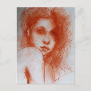 Carte Postale BEAUTÉ ROMANTIQUE / Portrait de femme en Sepia Bro