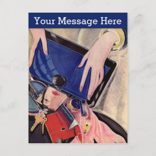 Carte Postale Beauté vintage et accessoires de mode