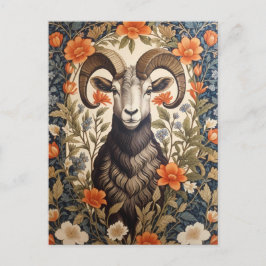 Carte Postale Beautiful Big Horn Sheep William Morris Inspired