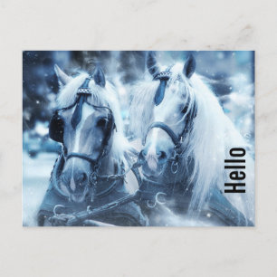 Carte Postale Beautiful Horse Team Winter Driving Photo Bonjour