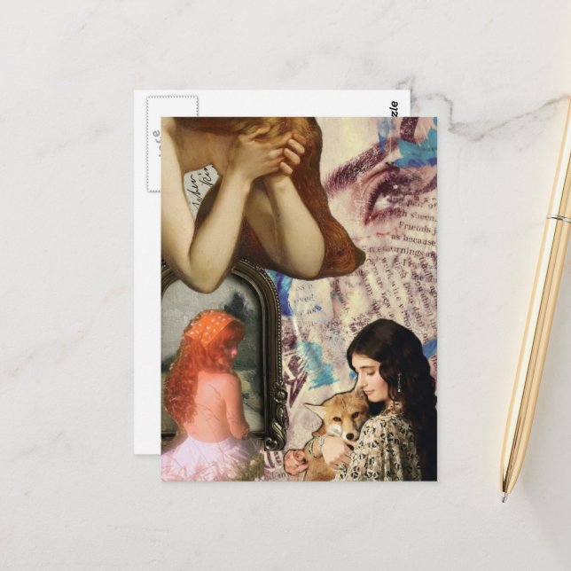 Carte Postale Beautiful Women Mixed Media Collage (Devant/Arrière en situation)