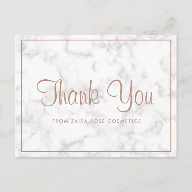 Carte Postale Beauty Business Moderne Marbre Rose Or Merci (Devant)