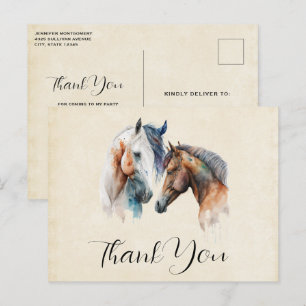 Carte Postale Beaux Chevaux Western Boho Style Merci