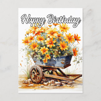Carte Postale Beaux Fleurs Fraîches Joyeux Anniversaire