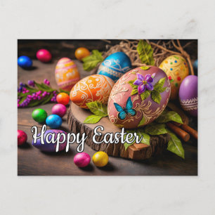 Carte Postale Beaux oeufs de Pâques décoratifs festifs