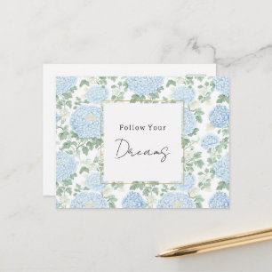 Carte Postale Beaux rêves de fleurs blanches bleu clair