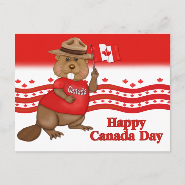 Carte postale Beaver de la fête du Canada (Devant)