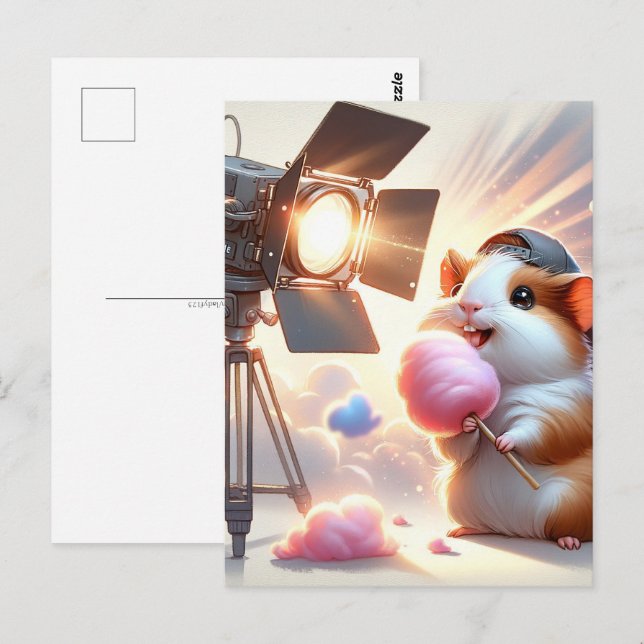 Carte Postale Bébé, animal mignon avec bonbons en coton, Post-cr (Devant / Derrière)