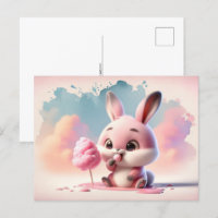 Bébé, animal mignon avec bonbons en coton, Post-cr