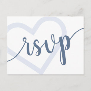 Carte Postale Bébé Cœur   Bleu Poussiéreux Douche ou Révélation 