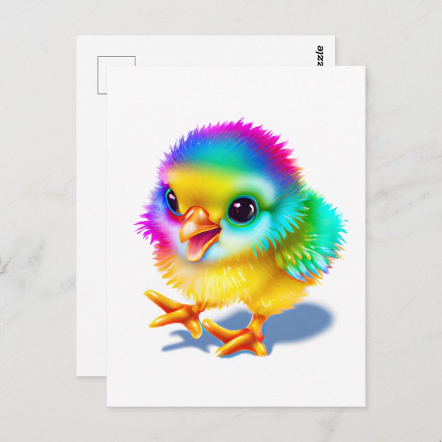 Carte Postale Bébé coloré poulet (Devant / Derrière)