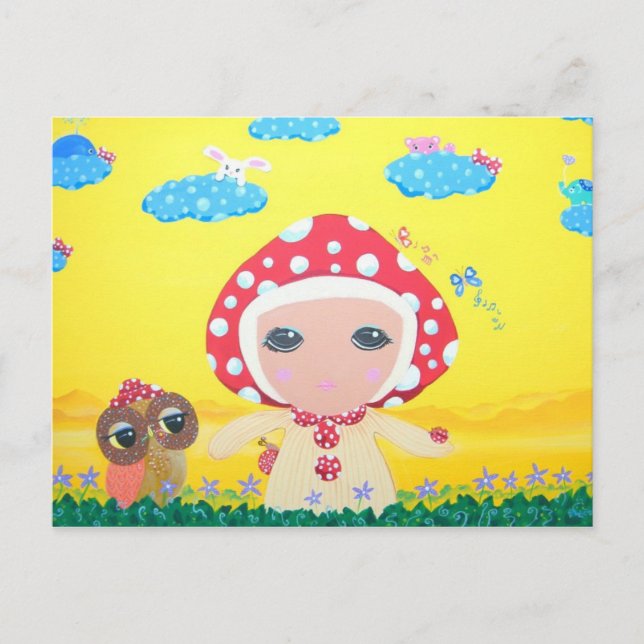 Carte Postale Bébé de champignons molles dans Polka Dottie Whims (Devant)