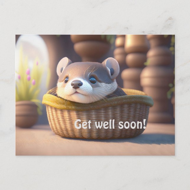 Carte Postale Bébé de loutre mignonne dans un panier - personnal (Devant)