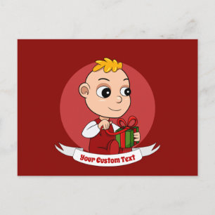 Carte Postale Bébé de Noël mignon avec dessin animé aux cheveux 