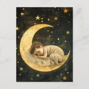 Carte Postale Bébé dormant sur la Lune