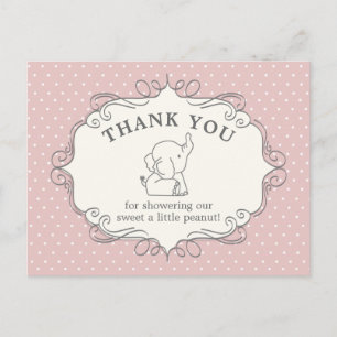 Carte Postale Bébé éléphant adorable   Remerciement pour Baby Sh