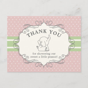 Carte Postale Bébé éléphant adorable   Remerciements pour la bab