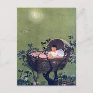 Carte Postale Bébé en berceau dans berceau d'arbre