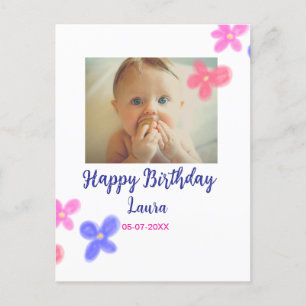 Carte Postale Bébé enfants 1er anniversaire ajouter le nom date 