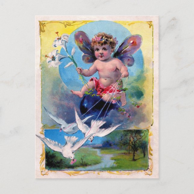 CARTE POSTALE BÉBÉ FAIRY AVEC DES CHÈNES (Devant)