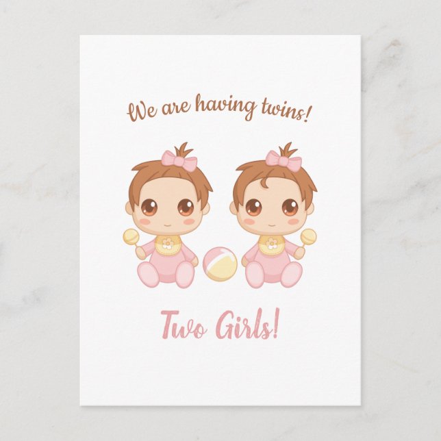 Carte Postale Bébé fille jumeaux Faire-part (Devant)