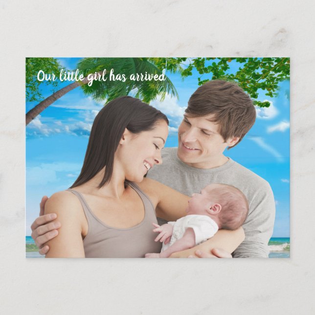 Carte Postale Bébé Fille Merci Photo de Noël d'été (Devant)