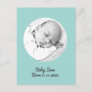 Carte Postale bébé garçon faire-part de naissance photo et nom p