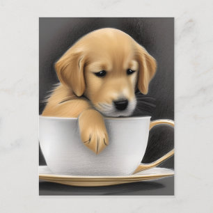 Carte Postale Bébé Golden Retriever dans un graphique de la coup