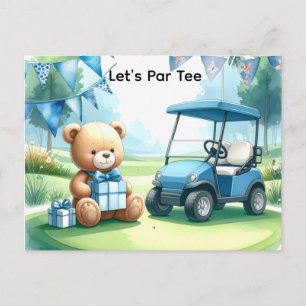 Carte Postale Bébé golf garçon bleu thème Baby Shower