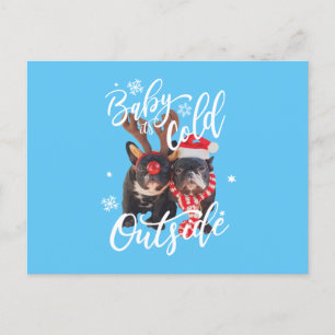 Carte Postale Bébé Il fait froid dehors Noël Frenchbull Dog In