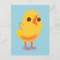 Bébé jaune mignon poulet sur bleu