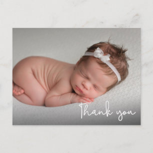 Carte Postale Bébé Merci blanc Script
