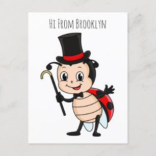 Carte Postale Bébé mignon avec chapeau et dessin animé de cravat