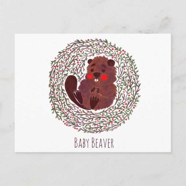 Carte Postale Bébé mignon castor (Devant)