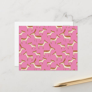Carte Postale Bébé mignon cerf et famille sur rose
