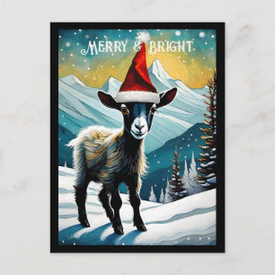 Carte Postale Bébé mignon chèvre enfant Père Noël animal Noël