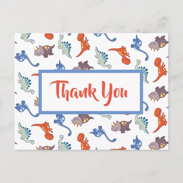Carte Postale Bébé mignon Dinosaur Motif Merci personnalisé (Devant)