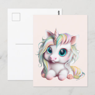 Carte Postale Bébé mignon et adorable licorne