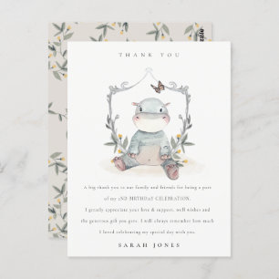 Carte Postale Bébé mignon Hippo Foliing N'importe quel âge Anniv