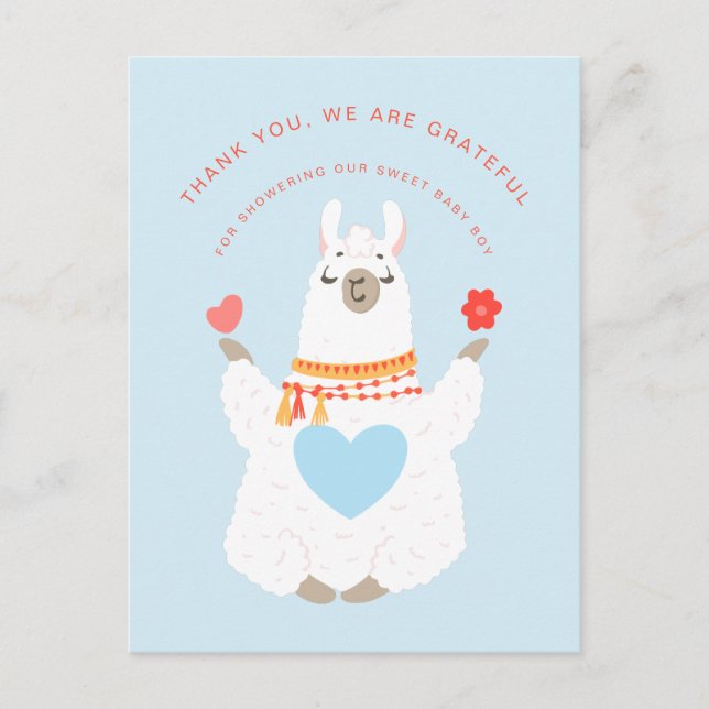 Carte Postale Bébé mignon Llama Yoga Baby shower Merci (Devant)