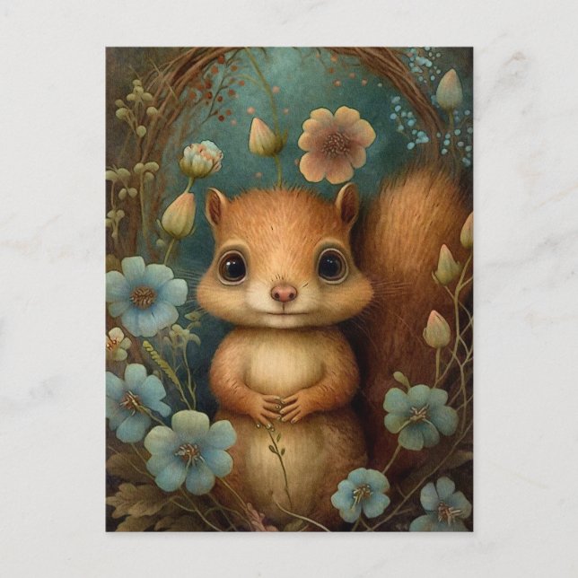 Carte postale Bébé mignonne écureuil rouge (Devant)