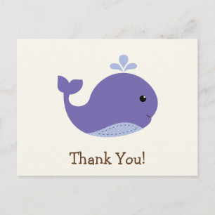 Carte Postale Bébé nautique baleine pourpre, Merci océanique