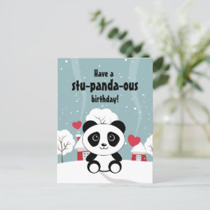 Carte Postale Bébé Panda Mignon Dans La Neige Grise D'hiver